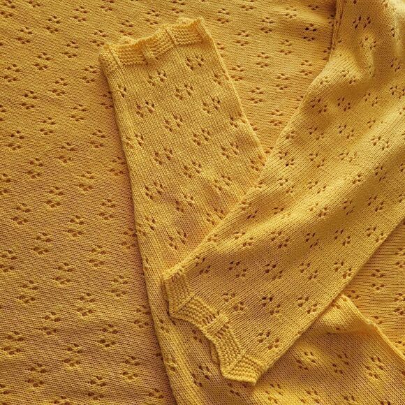 Akao yellow knit cotton blend sweater long sleeved MADE IN FRANCE - Picture 5 of 10